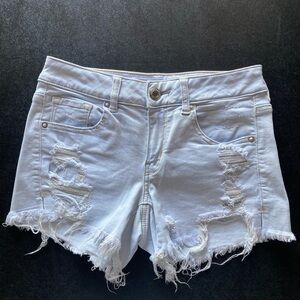 Distressed Light Denim Shorts